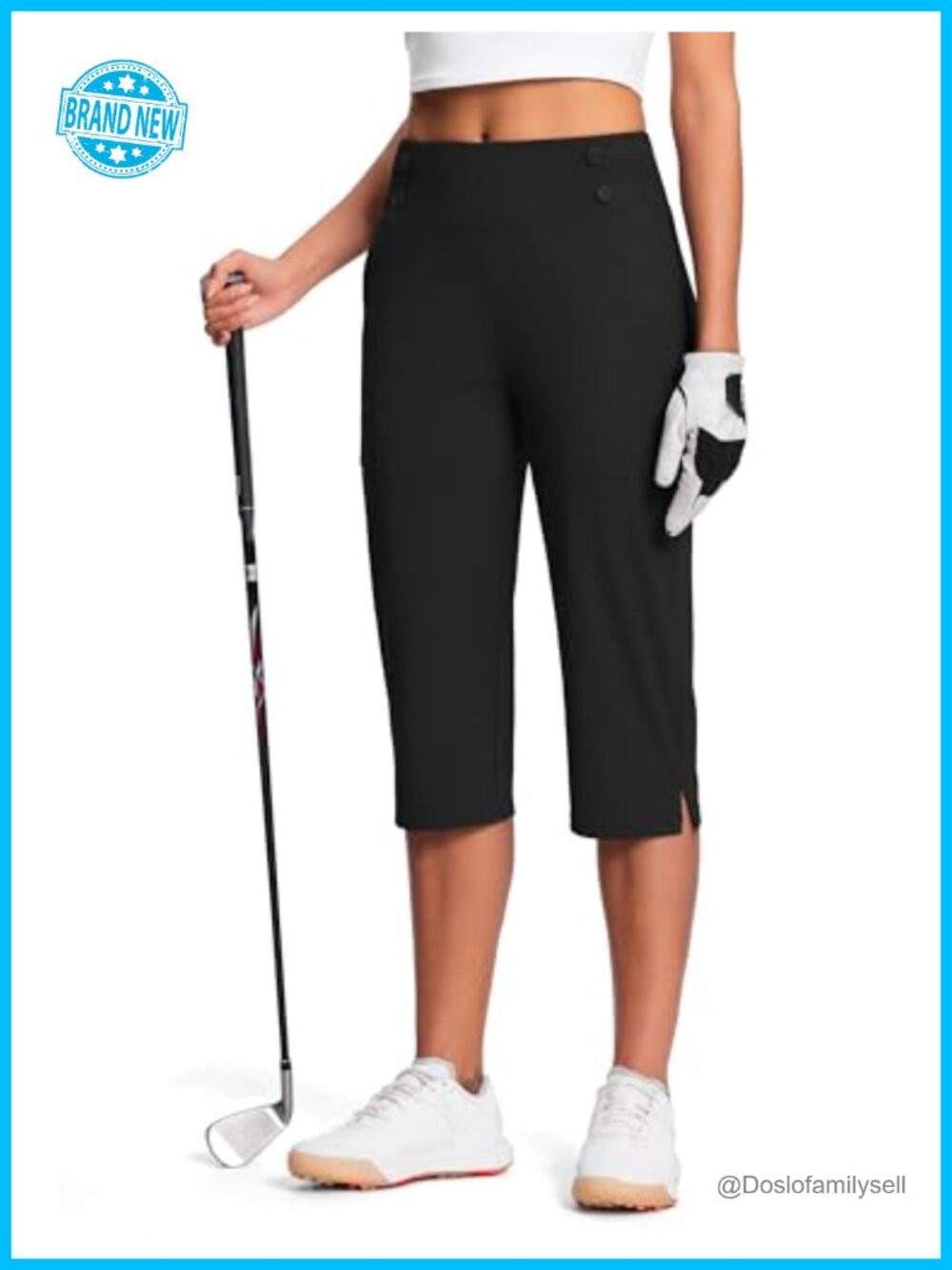High Waisted Capri Pants Straight Leg Golf Business Casual Pull On